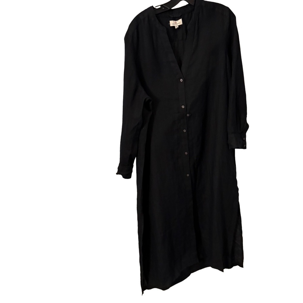 Vineyard Vines Women’s LINEN Shirt Maxi Dress Navy V-Neck Sz Large